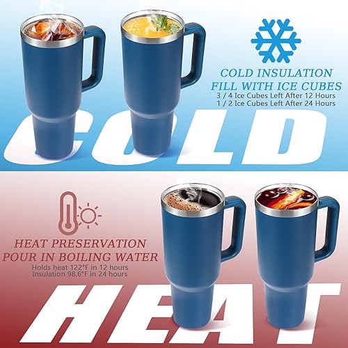 Miniatura 8 de Vaso aislado al vacío de acero inoxidable de 40 onzas con tapa y popote para agua, batidos y más, té helado o café (rojo navideño)