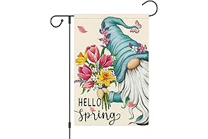 12 x 18 Spring Yard Flags - Hello Spring Gnome Garden Flag