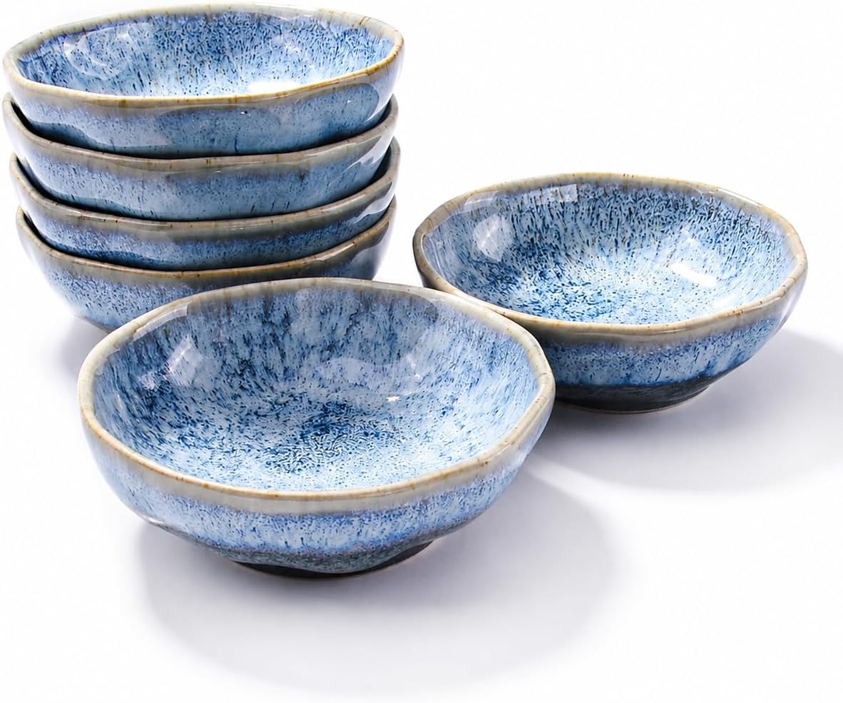 Ceramic Dipping Bowls Set of 6, 3.78 Inch Sauce Dishes