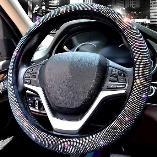 Miniatura 3 de Valleycomfy - Funda para volante de automóvil para mujer, diseño brillante de diamante, ajuste universal, 15.0pulgadas