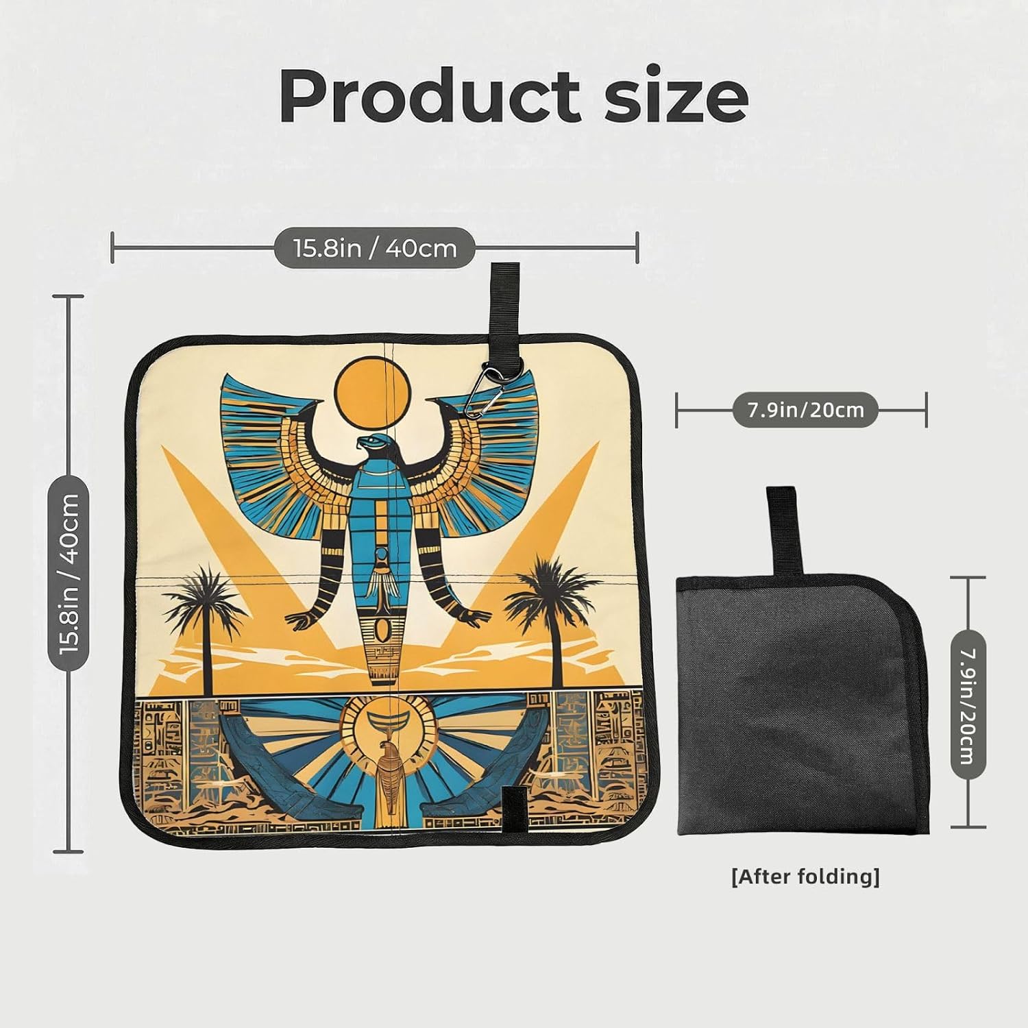 (Egyptian Scarab) Sitting Pad Foldable Seat Cushion Lightweight Camping Seat Mat with Hook for Outdoor Hiking Picnic Camping