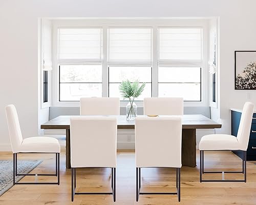 Miniatura 49 de HNY Juego de 2 sillas de cocina cómodas y modernas, de piel sintética, para cocina y comedor, silla auxiliar tapizada con marco de metal con acabado