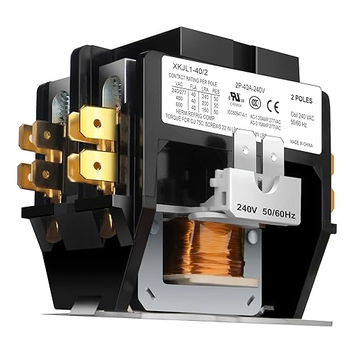 Contactor HVAC, 40 amperios de doble polocontactor de 2 polos bobina de 240 V, relé de contactor de CA de repuesto, compatible con contactor de