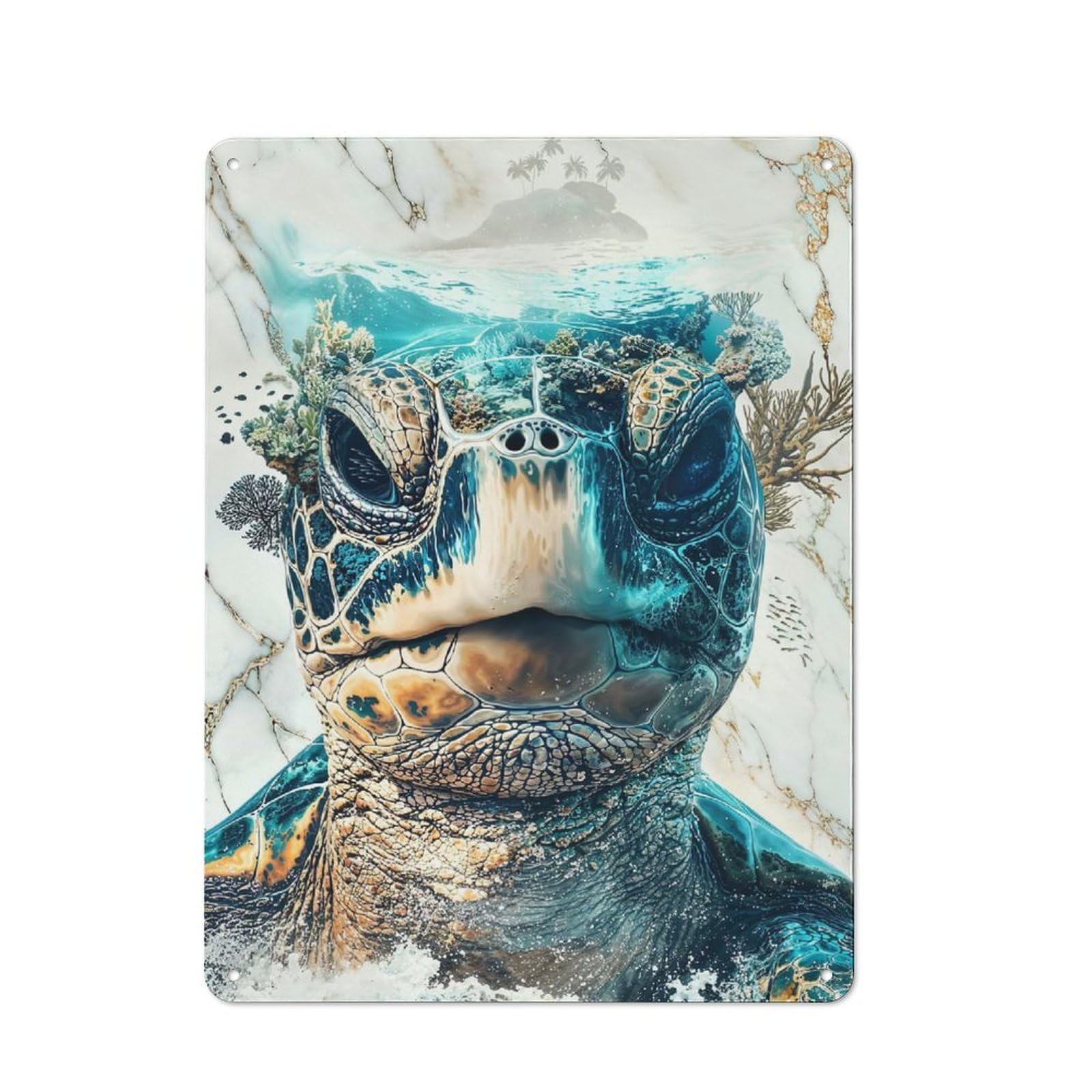 Junmoney The Turtles World Vintage Tin Sign 40X30cm For Garden Room Or Summerhouse, For A Newly Organised Room And Metal Sign Display