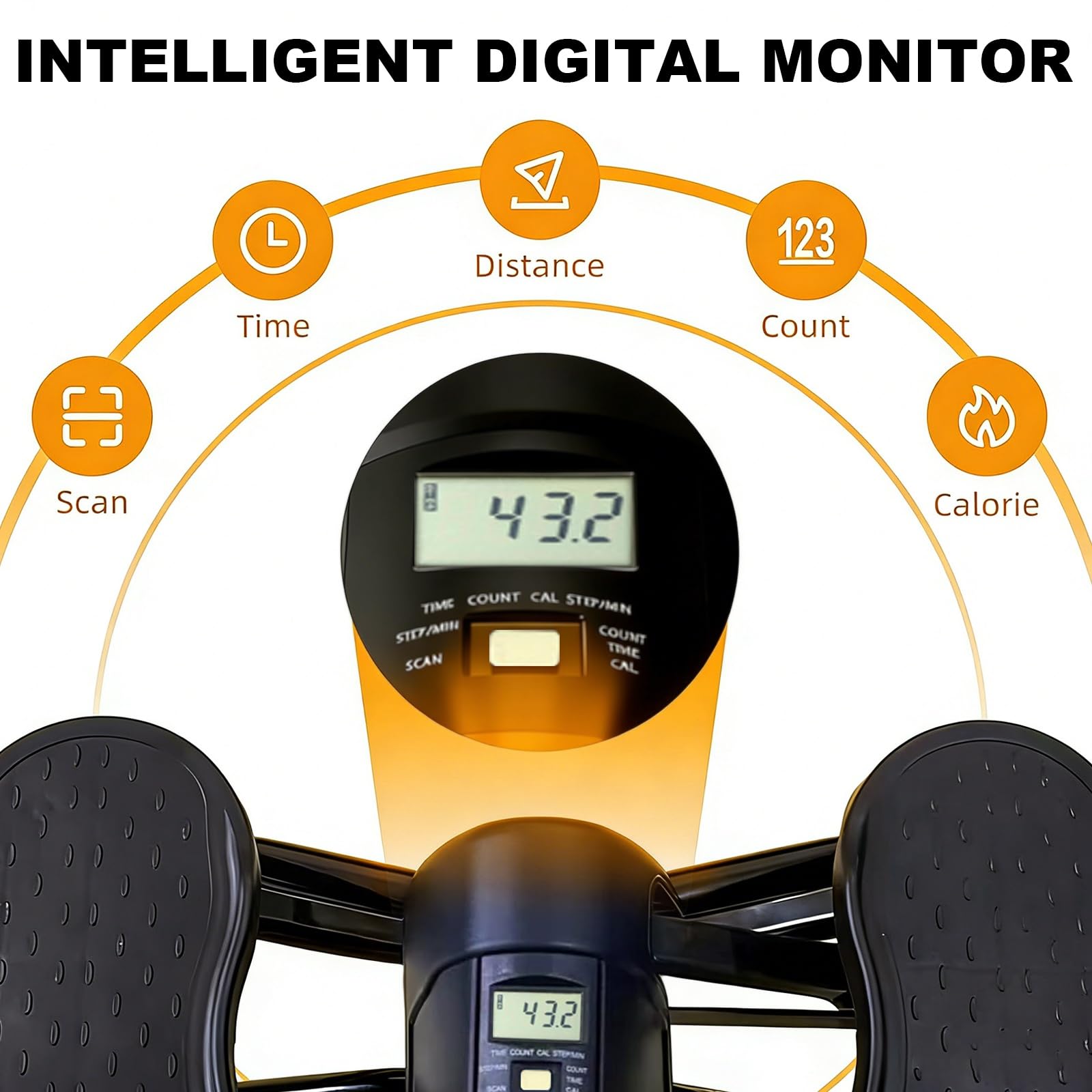 Stepper Oscillante - Stepper Con Movimento Laterale E Display Digitale, Fasce Elastiche per La Resistenza, Compatto E Silenzioso, Ideale per L'allenamento a Casa