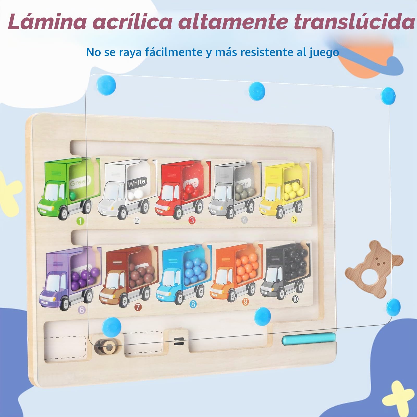 Juego de Laberinto magnético Infantil, Juguete Montessori, 30 x 22 cm, Juego de Laberinto de Madera, Juego Educativo Infantil, Regalo para niños y niñas de 2 a 5 años