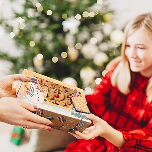 Miniatura 8 de Paquete de 6 cajas de galletas de Navidad de 8.7 x 2.7 x 6 pulgadas con ventana, grandes con diseño de Papá Noel, muñeco de nieve, pan de jengibre,