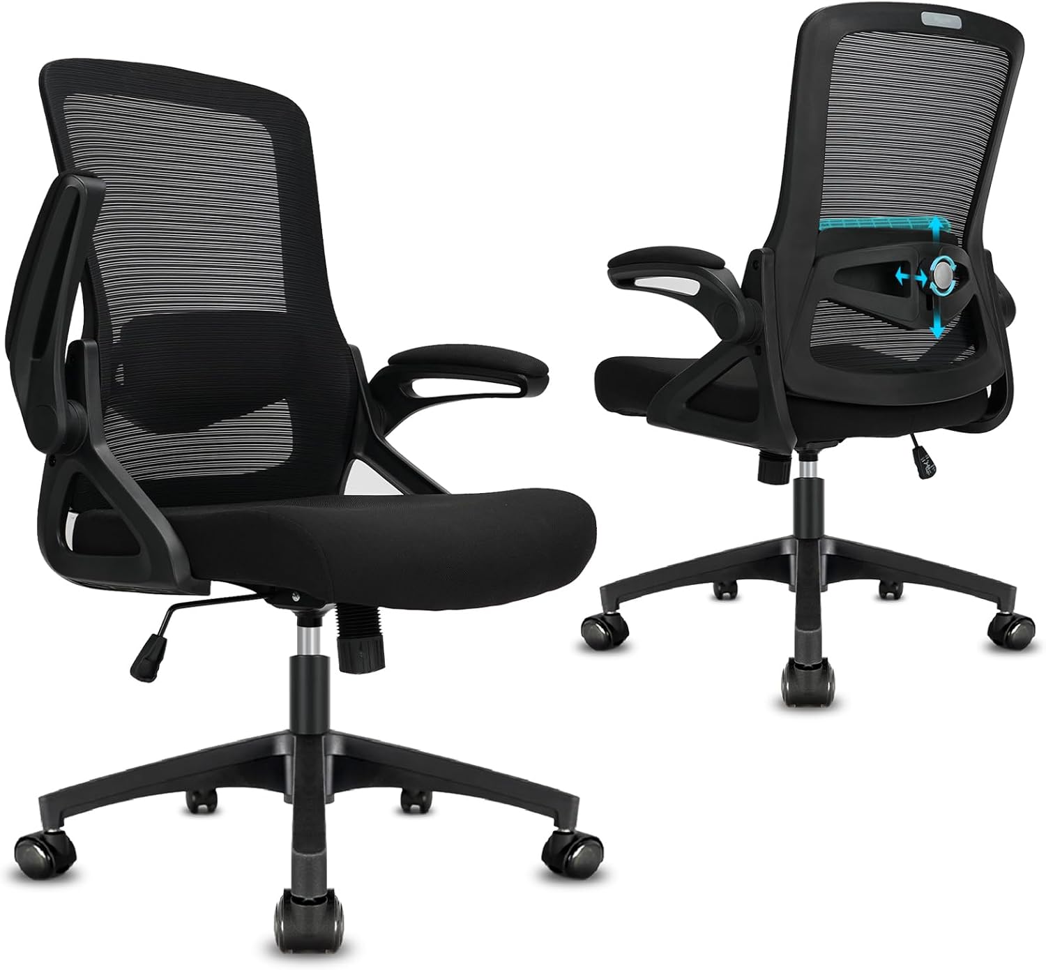 Milacyee Silla Oficina Ergonómica,Silla de Escritorio,Silla de Oficina de Malla con reposabrazos abatibles, con Apoyo Lumbar Regulable y Ruedas silenciosas, ejecutiva,Capacidad 120kg - Amazon product rated Grade A