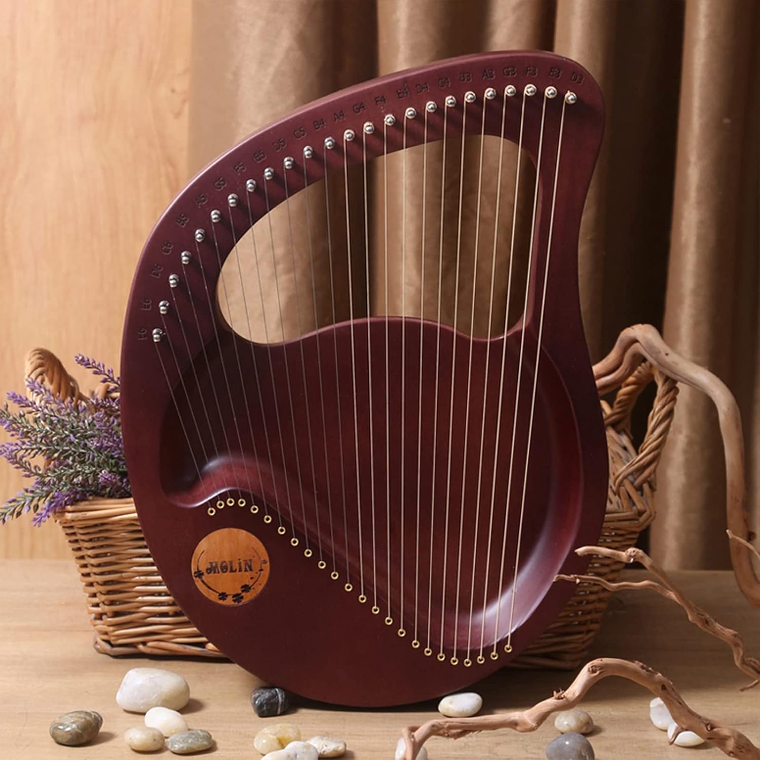 24 Strings Lyre Harp for Adult, Strings Wooden Harp