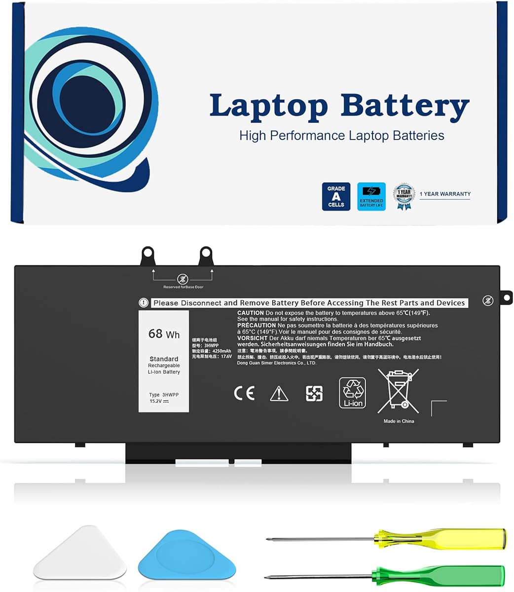 68Wh 3HWPP Laptop Battery Replacement for Dell Latitude 5410 5510 5401 5411 5501 5511 Precision 3541 3551, Inspiron 7706 2-in-1, 17 7500/7506 2-in-1 Black 10X1J N2NLL 1VY7F 451-BCMN 15.2V