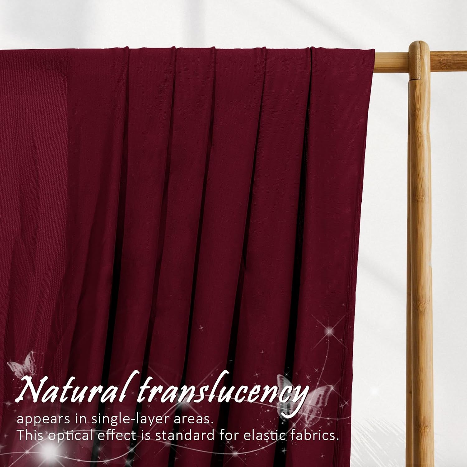 Manyshofu Burgundy Mesh Fabric by The Yard 4-Way Stretch Fabric(60" Wide), 5 Yard Nylon Spandex Power Mesh Netting Fabrics Lightweight & Breathable Sheer Material for Swimsuit Dress Sewing Costume