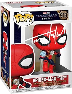 Tom Holland Spiderman Integrated Suit #913 Facsimile Signed Reprint Laser Autographed Funko POP! Movies Marvel No Way Home Figurine with Protector Case
