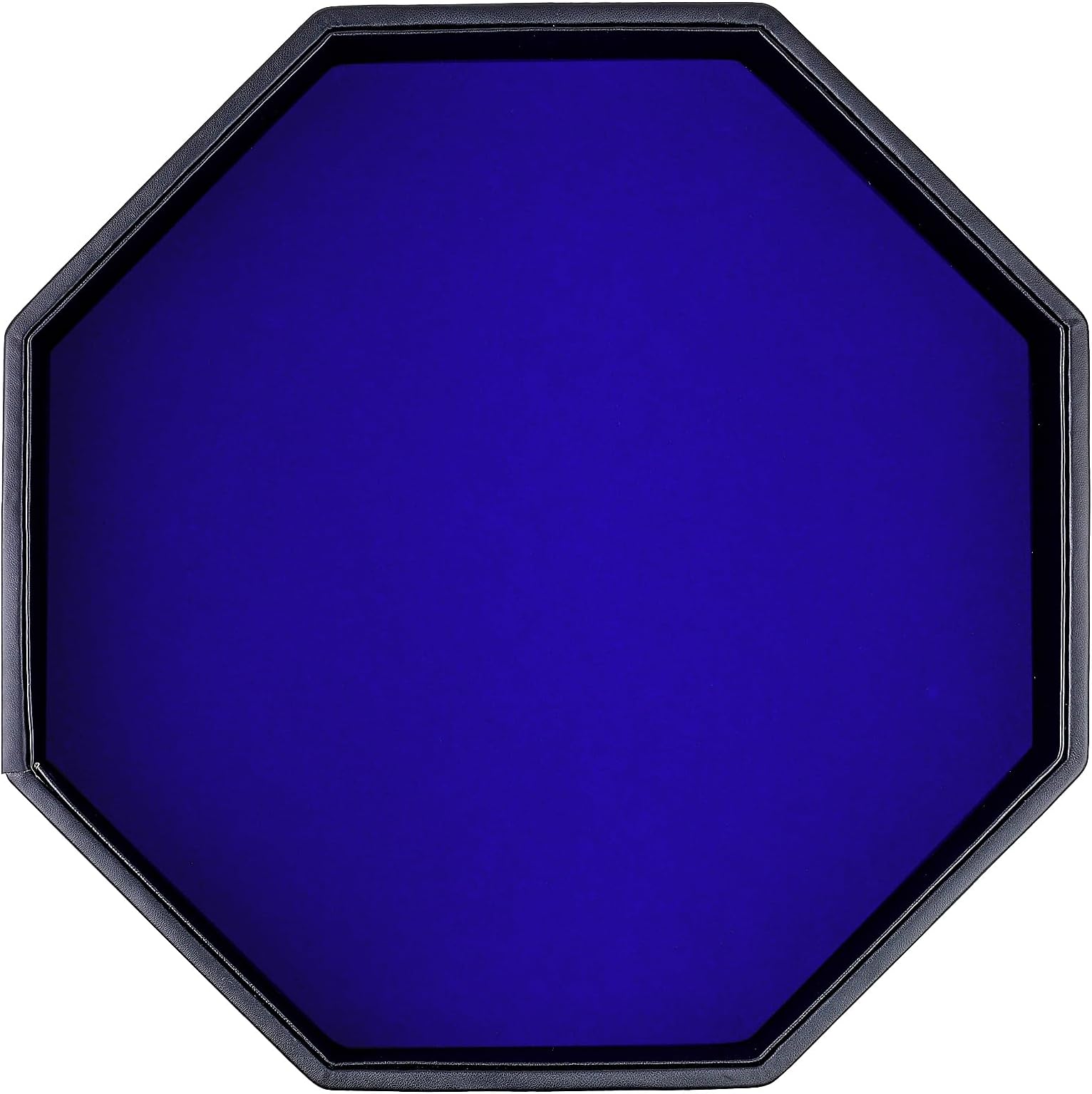 RERIVER Dice Rolling Tray, Blue Felt Lined PU Leather Octagon Dice Tray for Dungeon Crawler Games