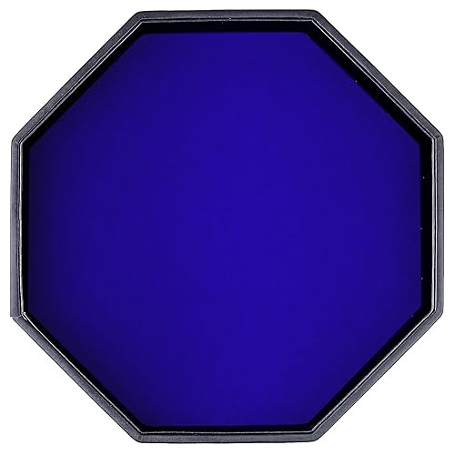 RERIVER Dice Rolling Tray, Blue Felt Lined PU Leather Octagon Dice Tray for Dungeon Crawler Games - Blue