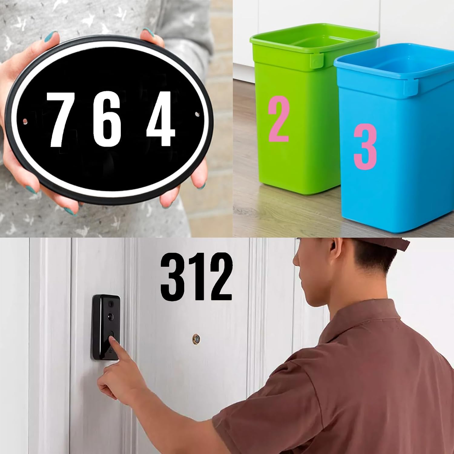 White Mailbox Numbers Stickers,60 PCS Self Adhesive Vinyl Waterproof Number Stickers,6 Sheets Large 3 Inch 0-9 House Numbers,for Mailbox,Signs, Door, Cars,Garbage Bins,Address Number