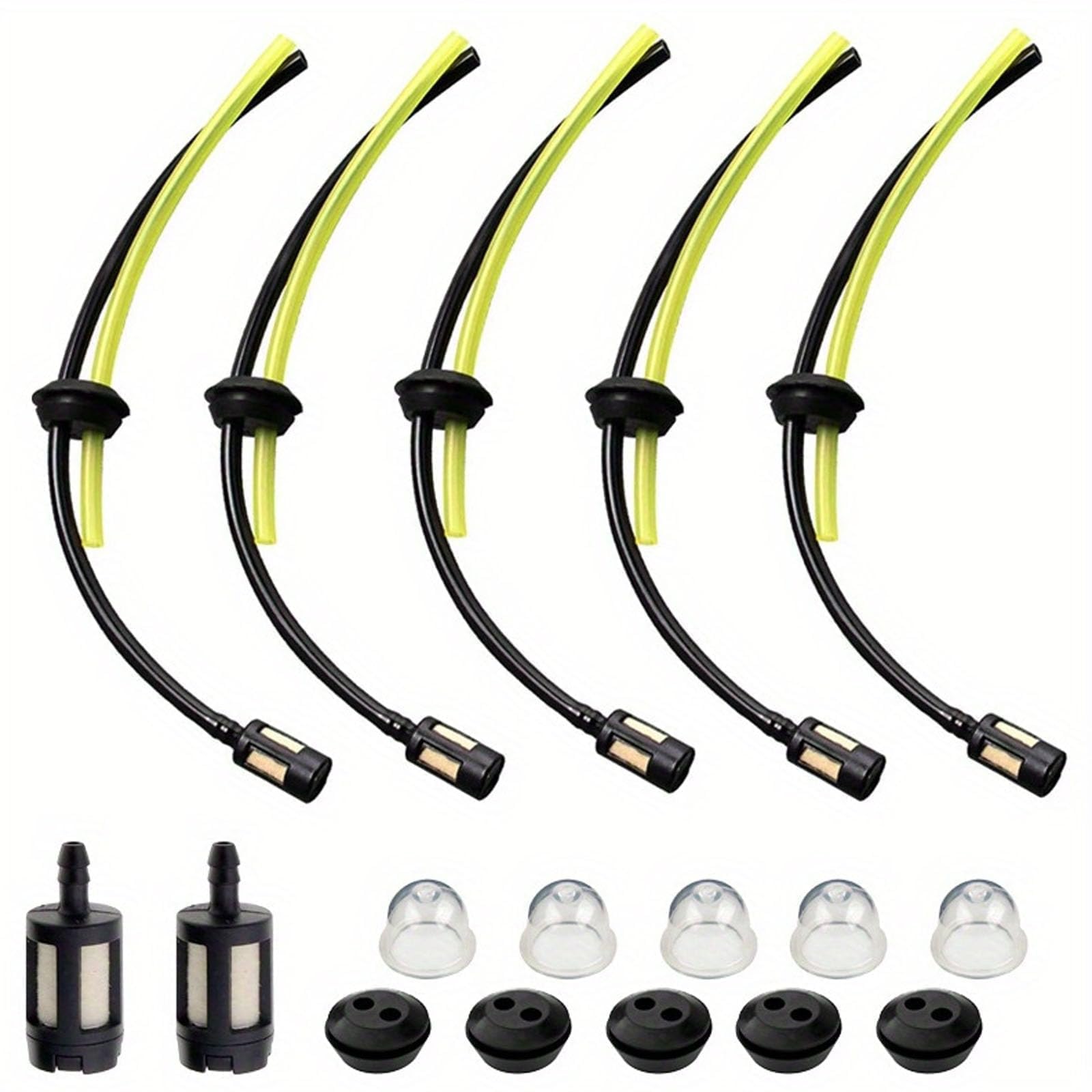 5 Sets Universal Fuel Line Hose Kit, Strimmer Fuel Line, Petrol Strimmer Parts, Fuel Hose, for Brush Cutter Brush Cutter Trimmer Mower Hedge Trimmer