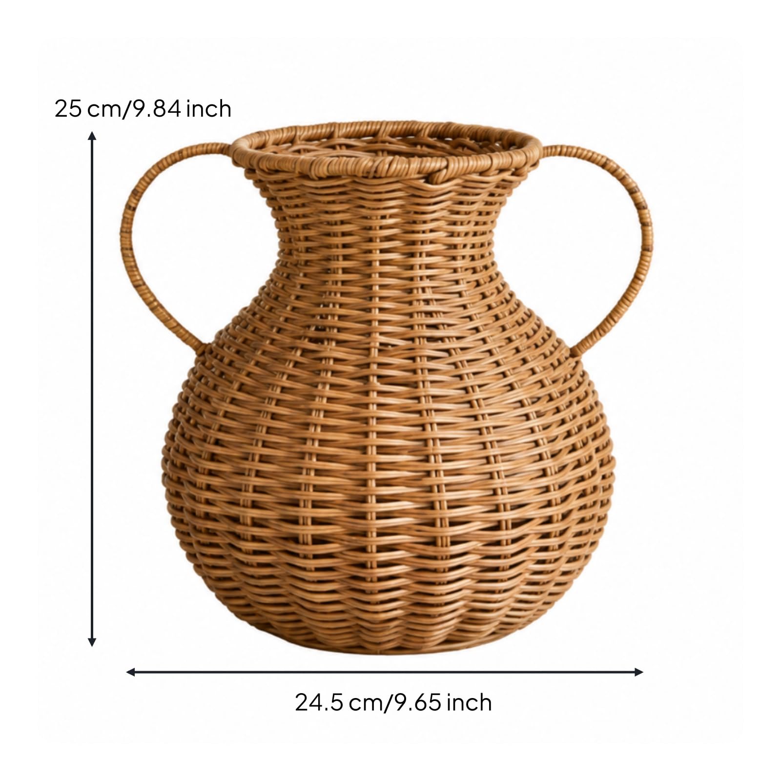Gralara Cestino in PP Intrecciato Robusto Coprivaso a Forma a Vaso Portatile Portavaso per Piante da Interno, Soggiorno