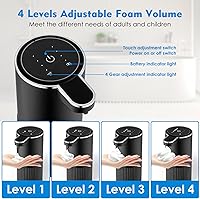 Vista 3 de Automatic Foaming Soap Dispenser, 4-Level Adjustable Electric Foam Hand Soap Dispenser, USB Rechargeable Touchless for Bathroom Countertop, Kitchen
