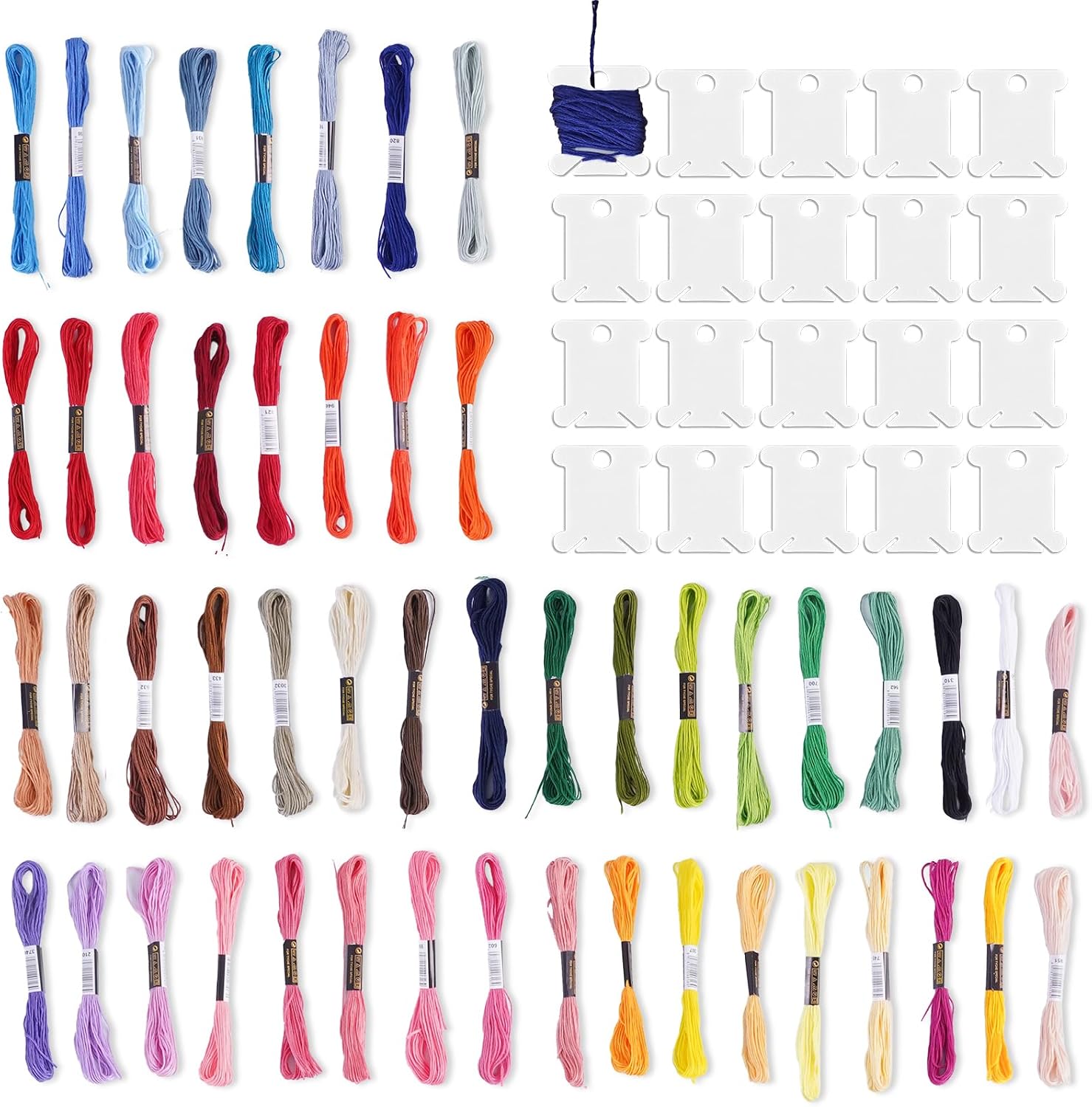 Cross Stitch Threads,20 Bobbins 50 Bundle Rainbow Embroidery Thread