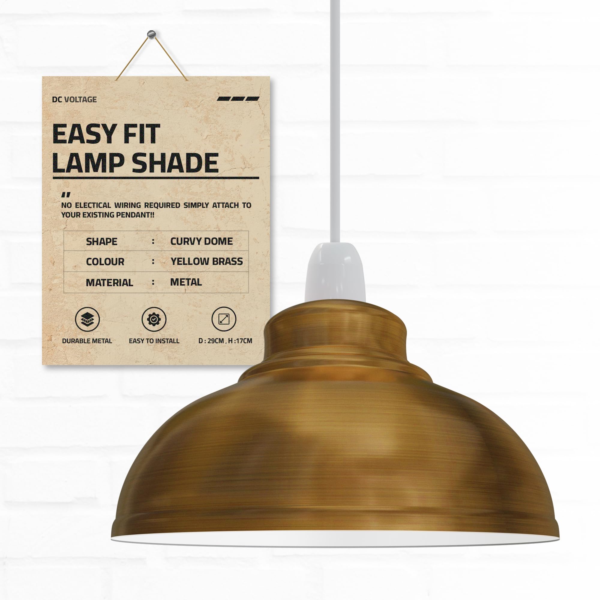 Ceiling Light Shade,11.41'' Metal Lampshades for Ceiling Lights, Modern Easy Fit Pendant Lamp Shades for Replacement Lamps, Living Room, Bedroom, Kitchen, Hallway, Home Décor (Yellow Brass) — image 1