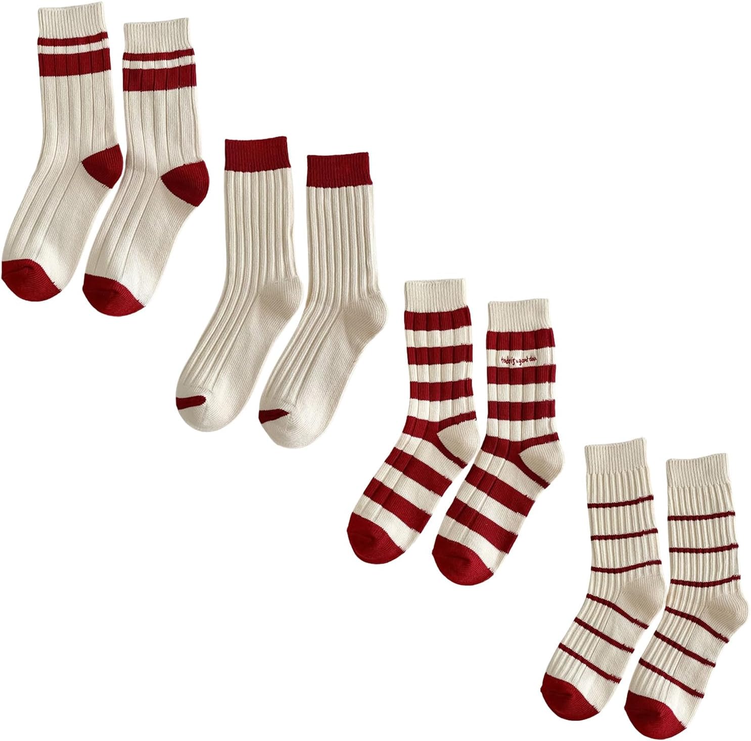 ArknAv Striped Socks for Women,Women's Thick Striped Knitted Pile Socks,Women's Colorblock Wide Stripe Socks