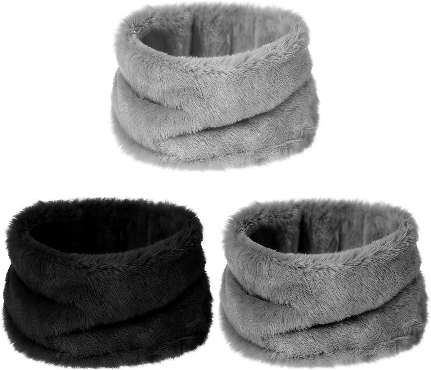 3 Pack Neck Warmer Cold Weather Fleece Winter Windproof Scarf Thick Infinity Neck Gaiter for Women Men