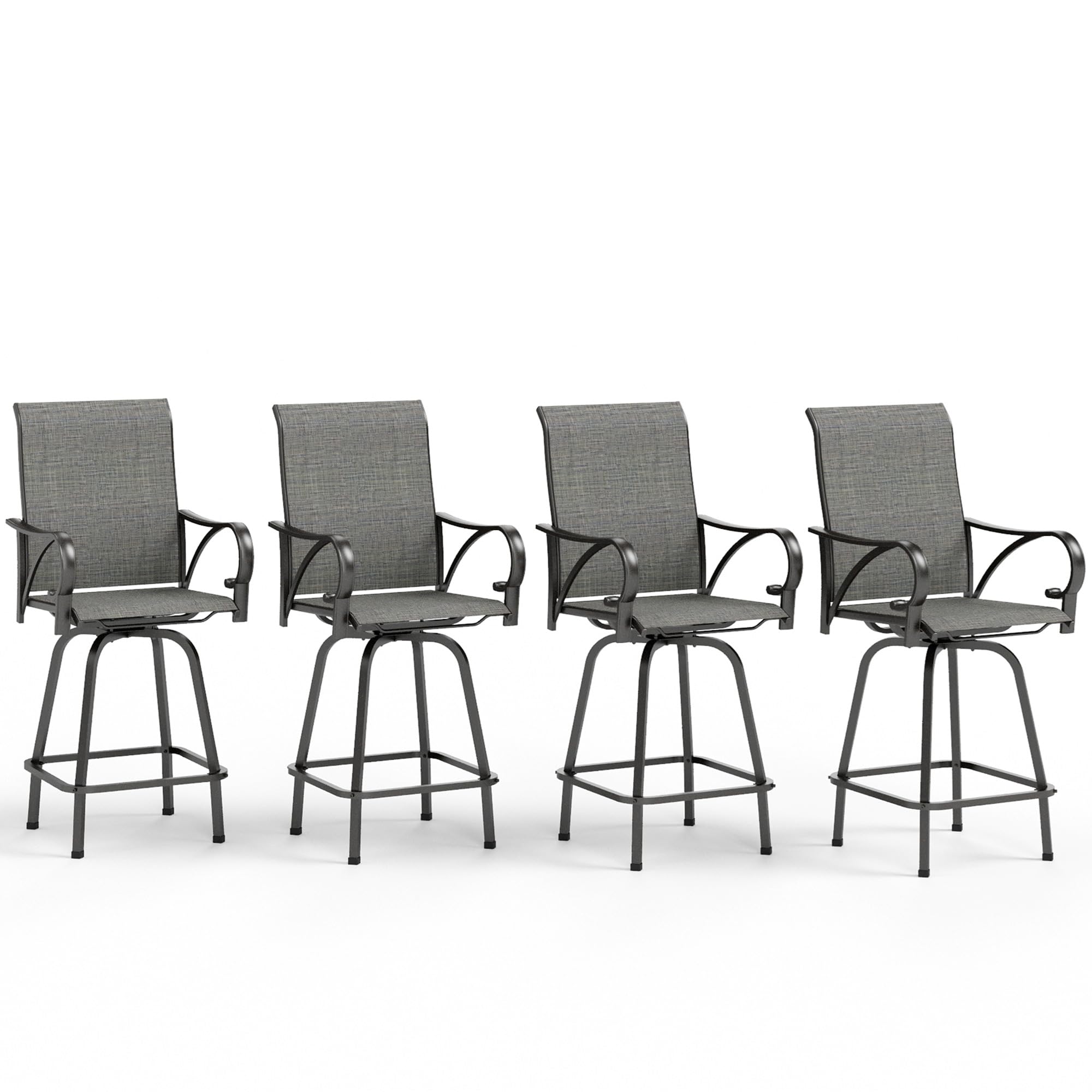MFSTUDIO Outdoor Swivel Bar Stools Set of 4, Dark Grey