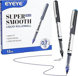 EYEYE Rollerball Pens 0.7mm, 6 Black 6 Blue Medium Point Roller Ball Pen Quick Dry, Liquid Ink Pens Fine Point Smooth Writing Pen for Journaling, Note Taking, Office, School Supplies