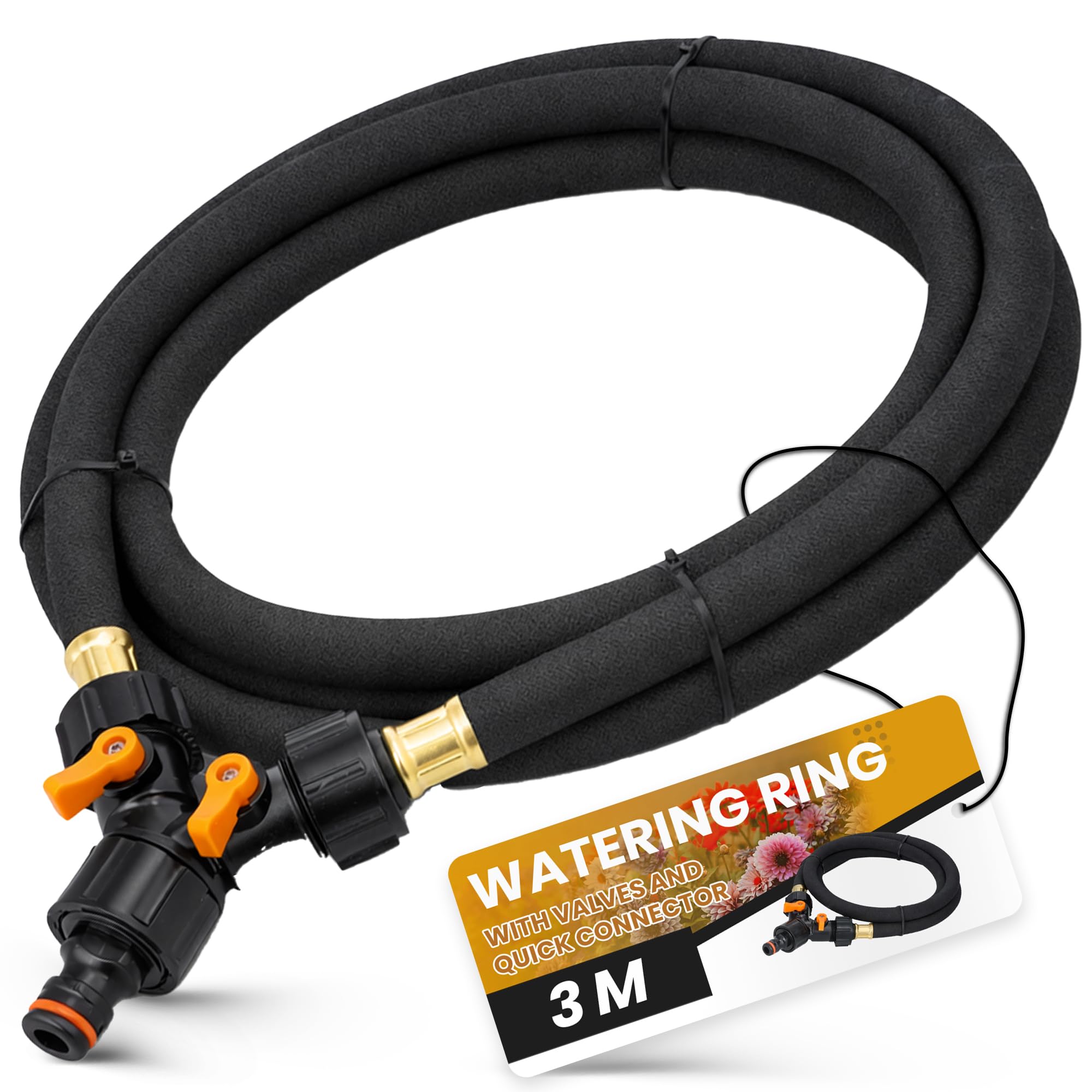 Instalguru Bewässerungsring 3 m Tropf Ring Baumring für Bäume Outdoor Pflanzen Sträucher Garten Tropf Bewässerung Bewässerungssystem mit Ventilen Kupplung