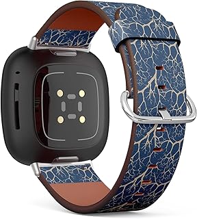 CJBROES Replacement Leather Watch Band, Compatible with Fitbit Versa 3 and Fitbit Sense of Wristband Bracelet Accessory - Trees Without