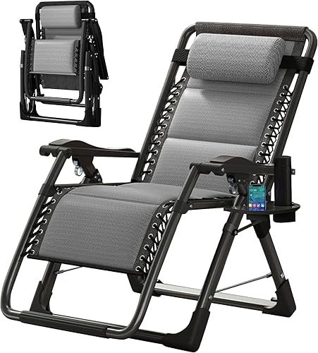 Miniatura 32 de MOPHOTO Silla de Gravedad Cero, Silla de Salón Acolchada para Exterior con Mesa Lateral, Silla Reclinable de Gravedad Cero, Silla Reclinable