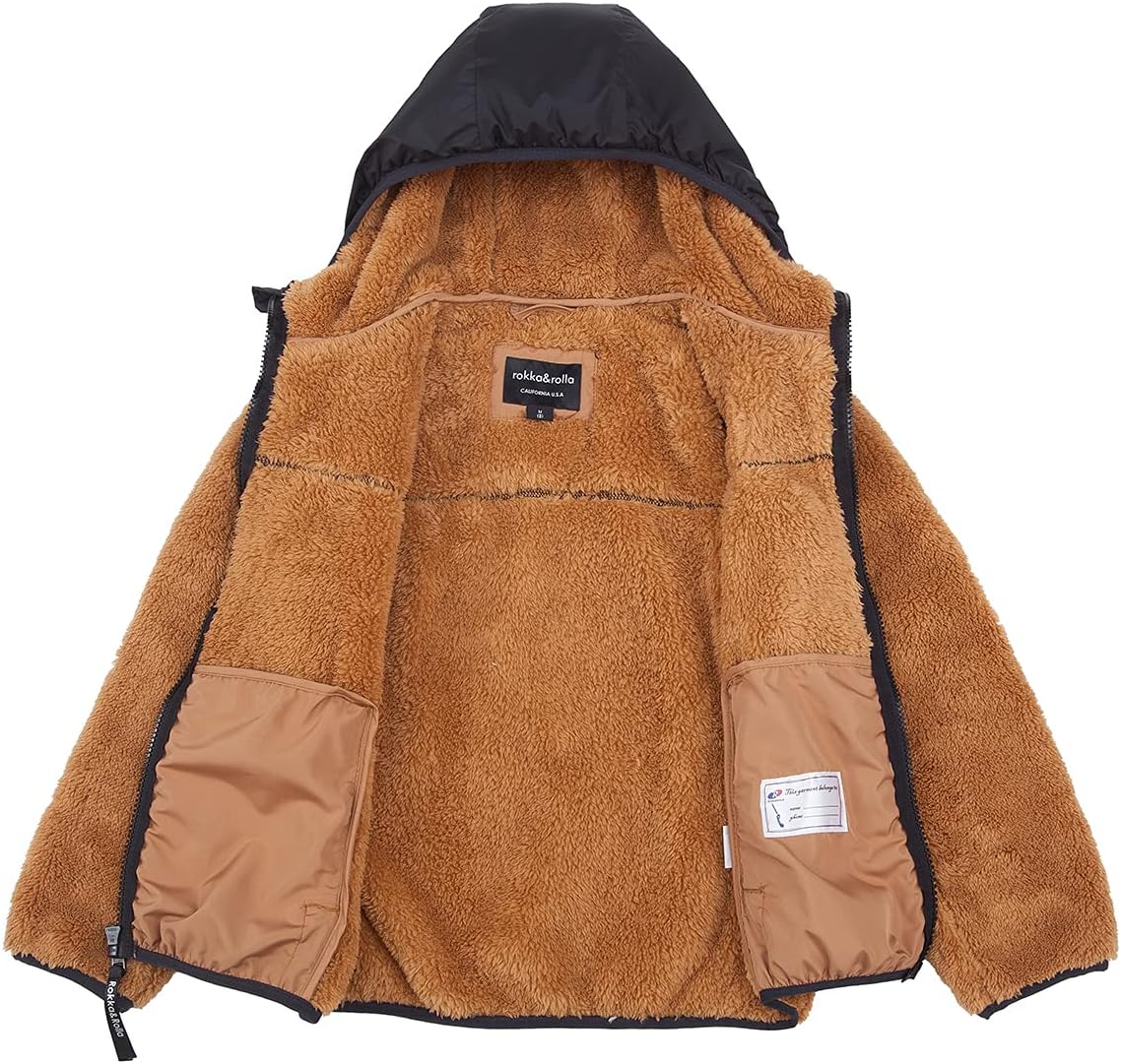 Rokka&Rolla Boys' Hooded Sherpa Fleece Lined Jacket - Image 3