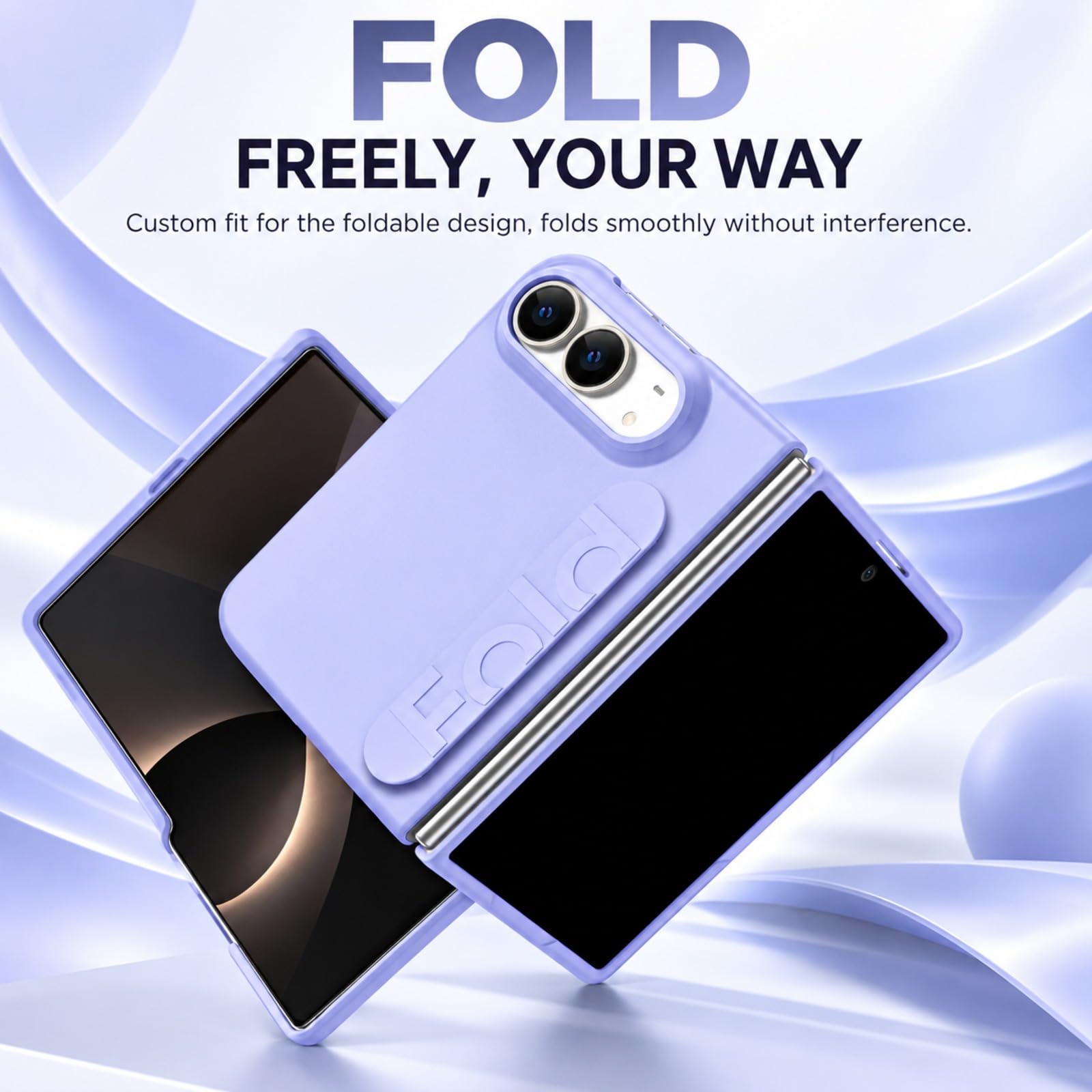 Coque pour iPhone Duo, Sangle de Prise Élastique, Structure en PC - Violet