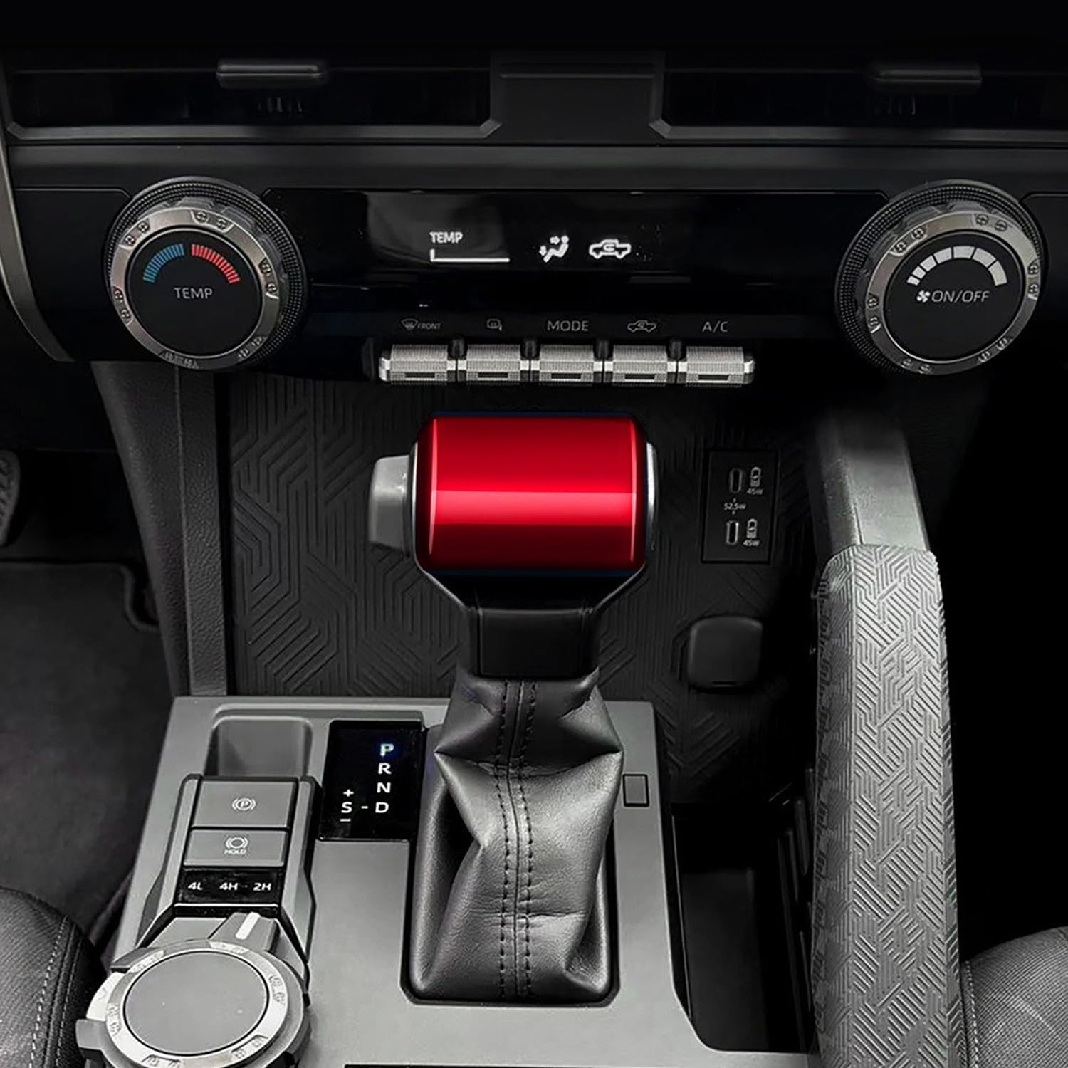 for Toyota Tacoma 2024 2025 2026 for 4Runner 2025 2026 Interior Accessories Gear Shift Knob Head Cover ABS Decorative Frame Trim (Red, Gear Shift Cover)