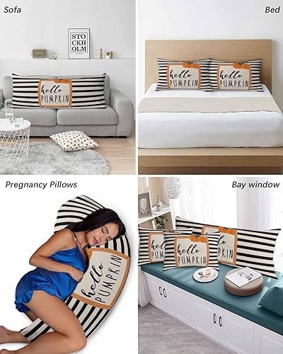 Miniatura 6 de Hellow - Fundas de almohada de tamaño King, fundas de almohada suaves y decorativas para sofá, funda de cojín lumbar de cuerpo largo con cierre de