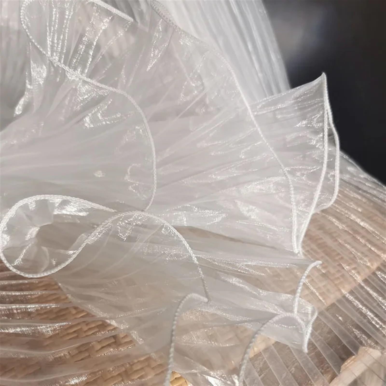 Tela plisada brillante con volantes de 3/5/10 m, gasa de organza transparente para vestidos, tela para coser (145 cm x 5 m)