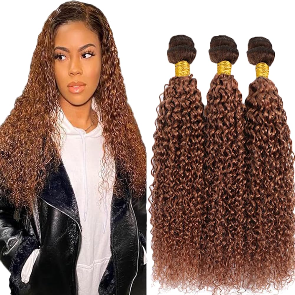 Amazon.com : Brown Bundles Ombre Human Hair Bundles T4/30 Curly Bundles ...