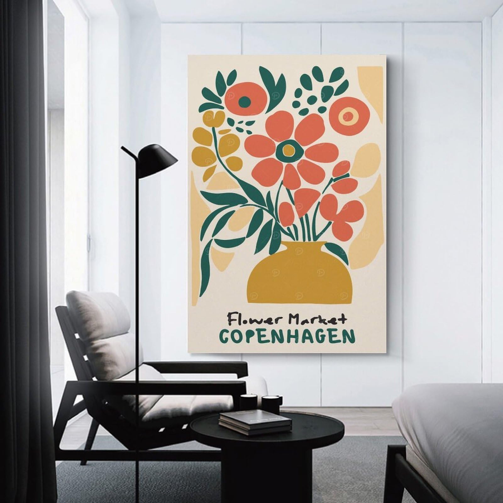 Junmoney Copenhagen Flower Market Decorative Canvas Print, 20x30inch(50x75cm), for Hallway, Entryway Or Landing, Home Artwork for First Impressions
