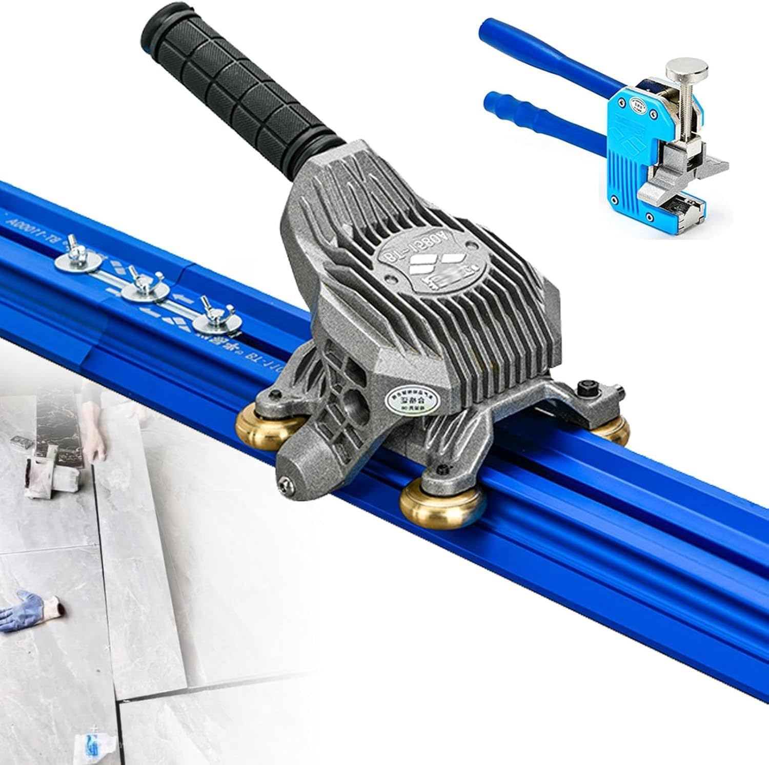Cortadora de Azulejos de Gran Formato Manual con Ventosas y Cuchilla de Empuje, Corte Preciso en 8 Segundos para Porcelana y Cerámica, Longitud 2.2m a 3.8m, Herramienta Profesional 3m