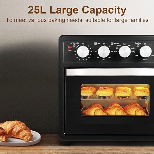 Miniatura 6 de Horno freidora de aire, combo de freidora de aire para horno tostador, horno de freidora de aire de tamaño familiar, 6 accesorios incluidos, gran