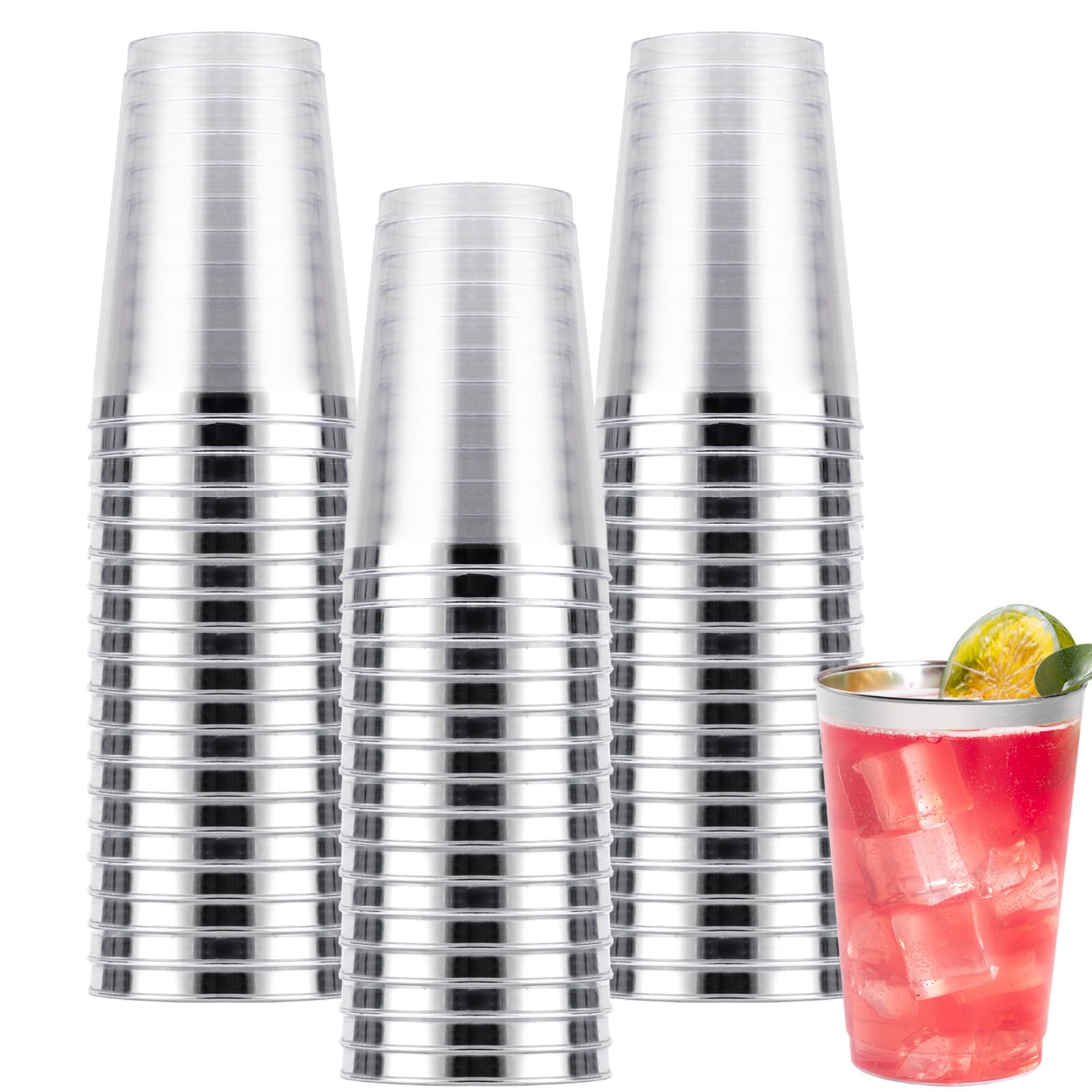 Goodluck 50PCS 9oz Plastic Cups for Party, Disposable Silver Plastic Cups — Amazon image 7