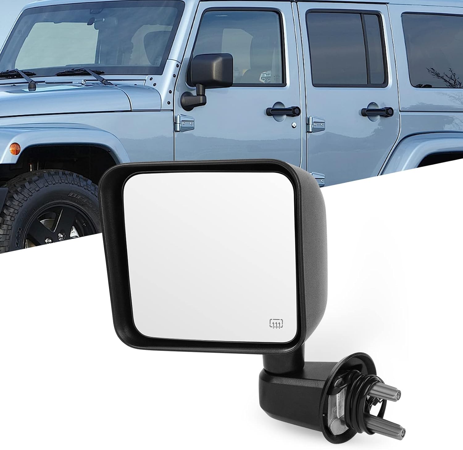 Driver Side View Mirror Fit 2007-2017 For Jeep Wrangler with Manual Folding Heated Power Adjustment