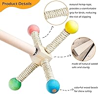 Vista 3 de Juguete de percha para pájaros, juguetes interactivos giratorios para periquitos, rueda de ejercicio de madera, juguete de loro, juguete