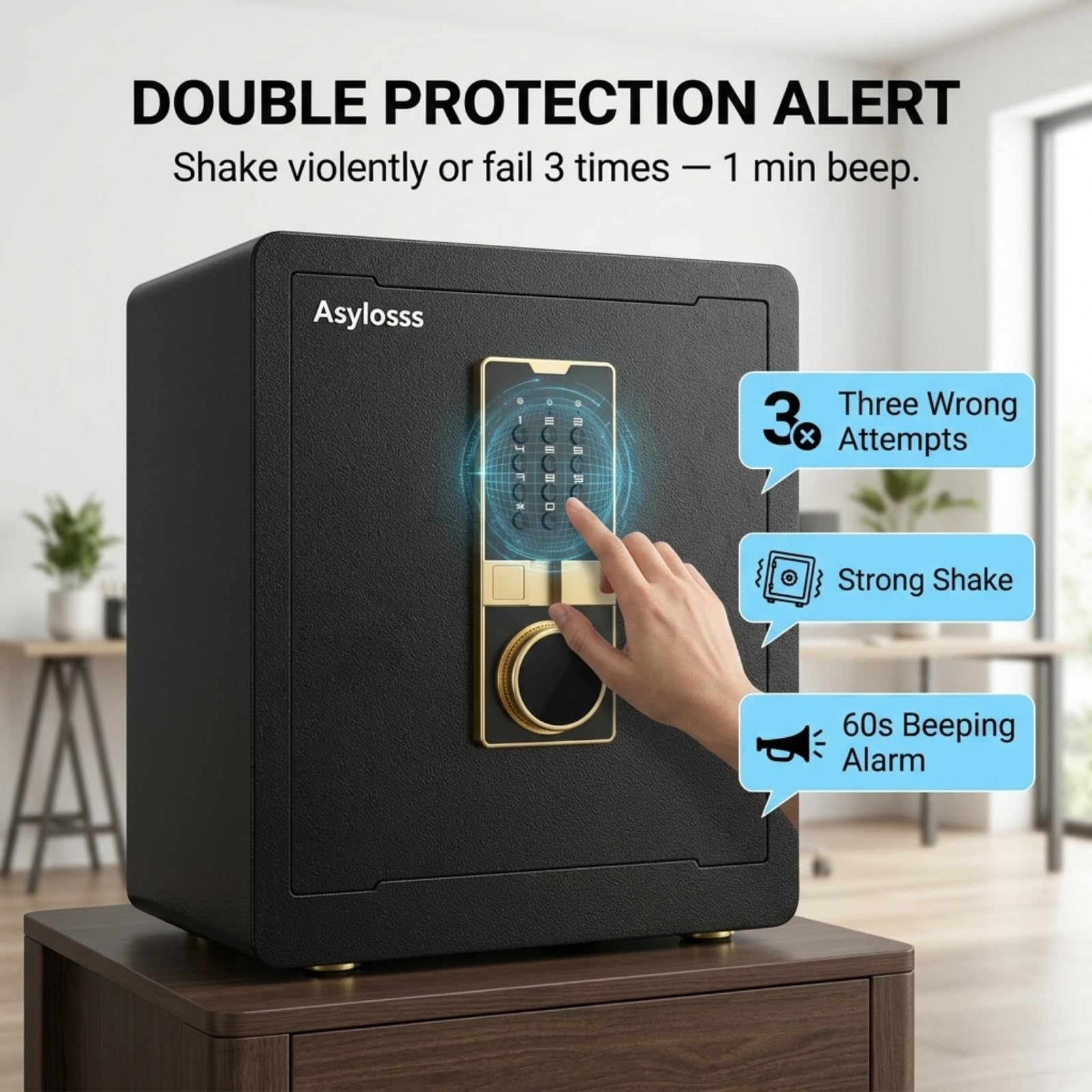 2.0 Cub Safe Box, 44,5 cm di altezza, cassaforte ignifuga con tastiera, chiavi di ricambio e sistema di allarme, cassaforte digitale per documenti, denaro, medicinali