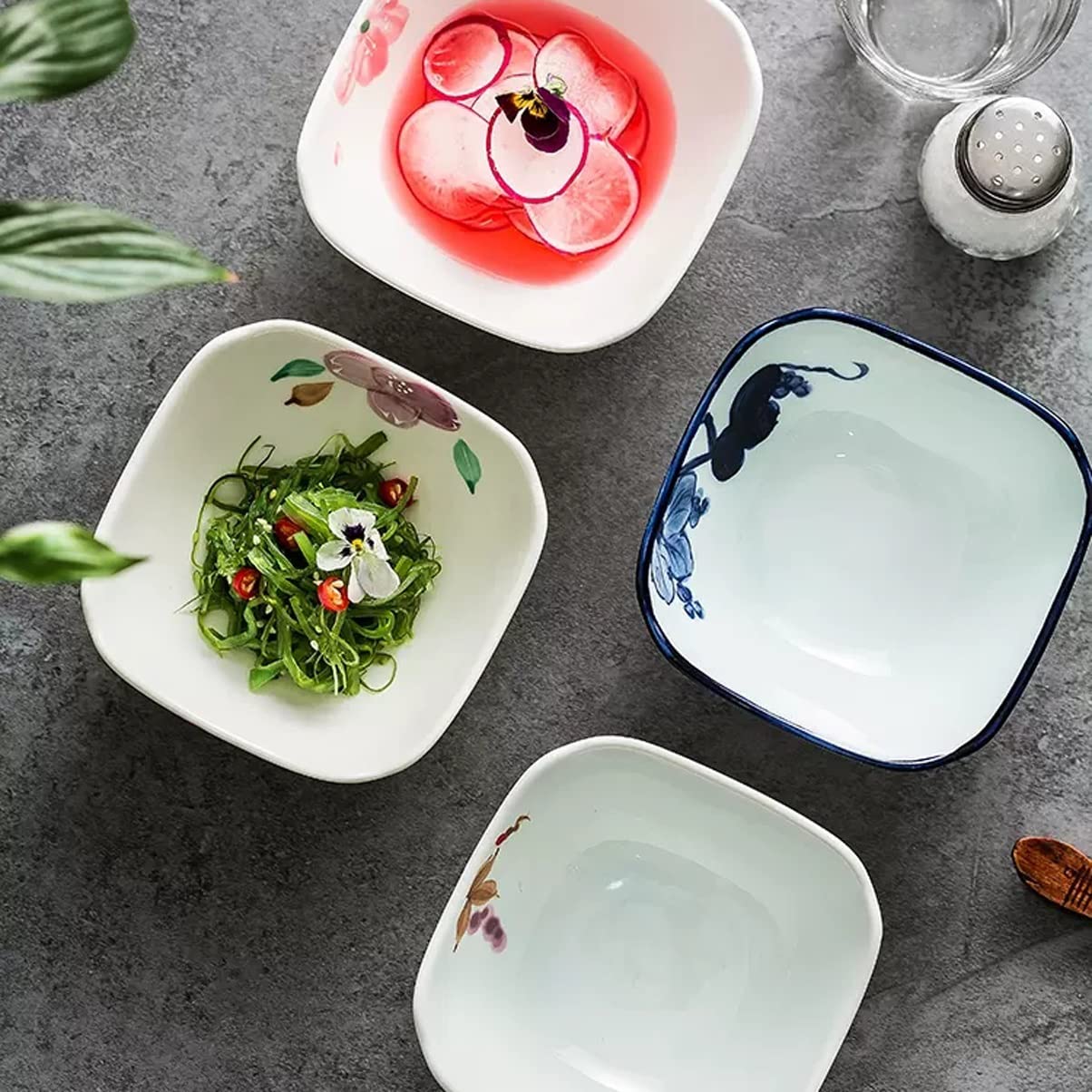 HIHELO Miski do sałatek do kuchni deser śniadanie płatki ręcznie malowane ceramiczne jajko na parze mała miska 11 cm miska na ryż jogurt sałatka owoce miska na zupę (kolor: B2 szt.)