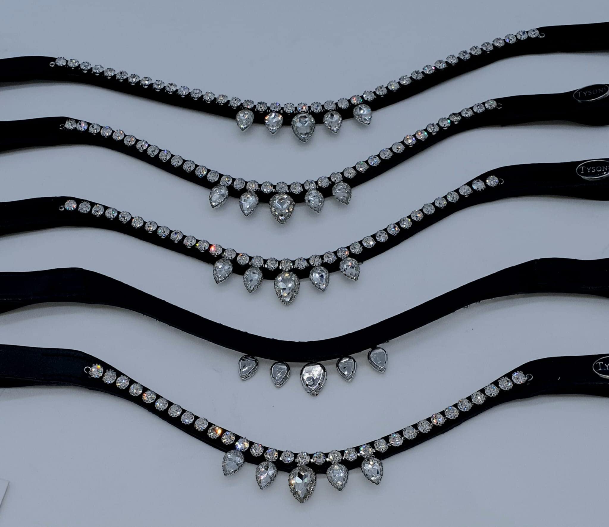 Stirnband Tropfen Diadem Stirnriemen Minishetty Shetty Pony VB WB Leder Glitzer Strass Schwarz Kristall Weiß Glitzerstirnband (Minishetty)