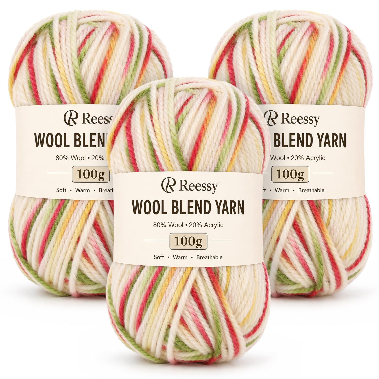 Reessy Knitting Wool, 3 Pack of 100g Gradient Chunky Wool Ombre Yarn(#24) โ image 1
