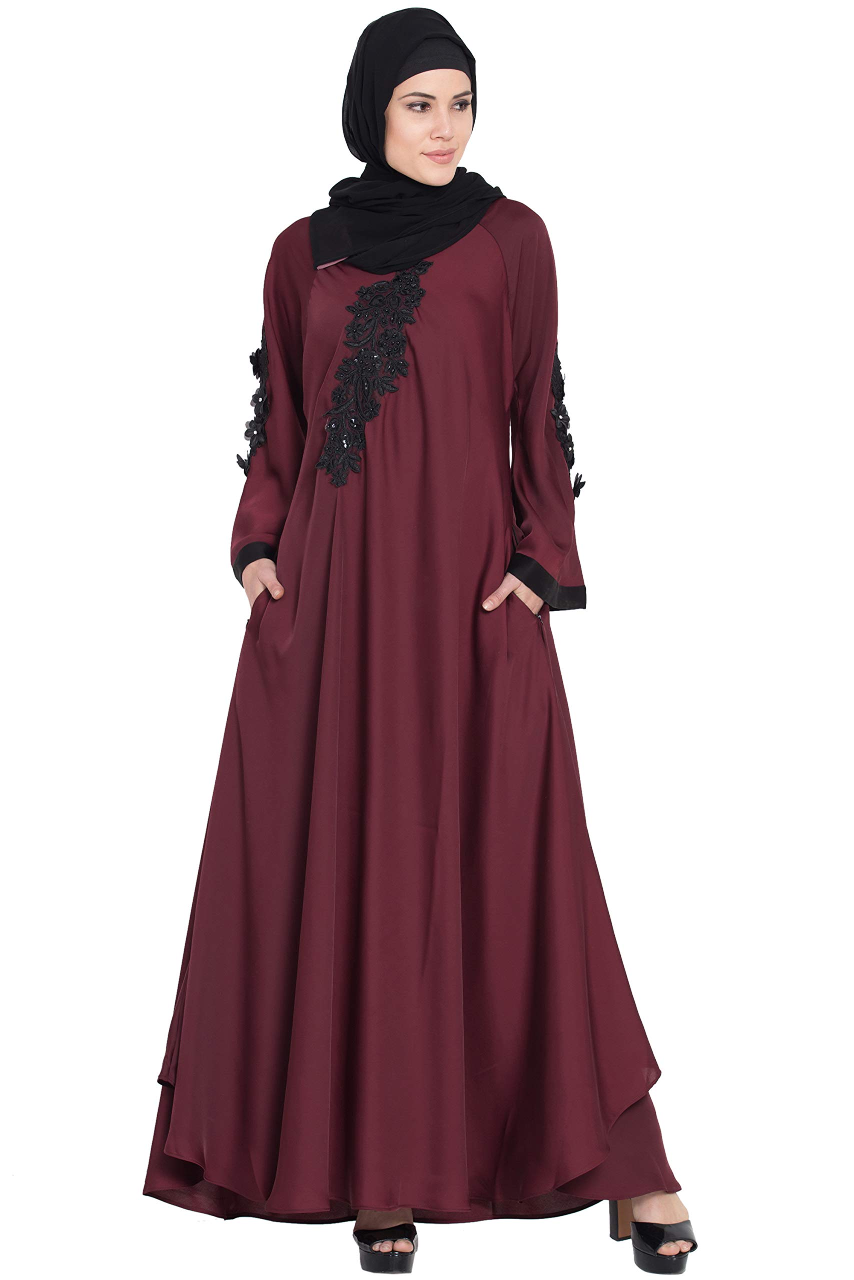 Hijab World embroidered patch Umbrella Abaya (3XL)