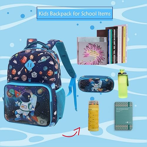 Miniatura 6 de HAPPYSUNNY Mochila para niños de 15 pulgadas para niñas y niños, mochila escolar para niños de 3 a 5 años, regalo de Navidad, Galaxy 15', Mochilas