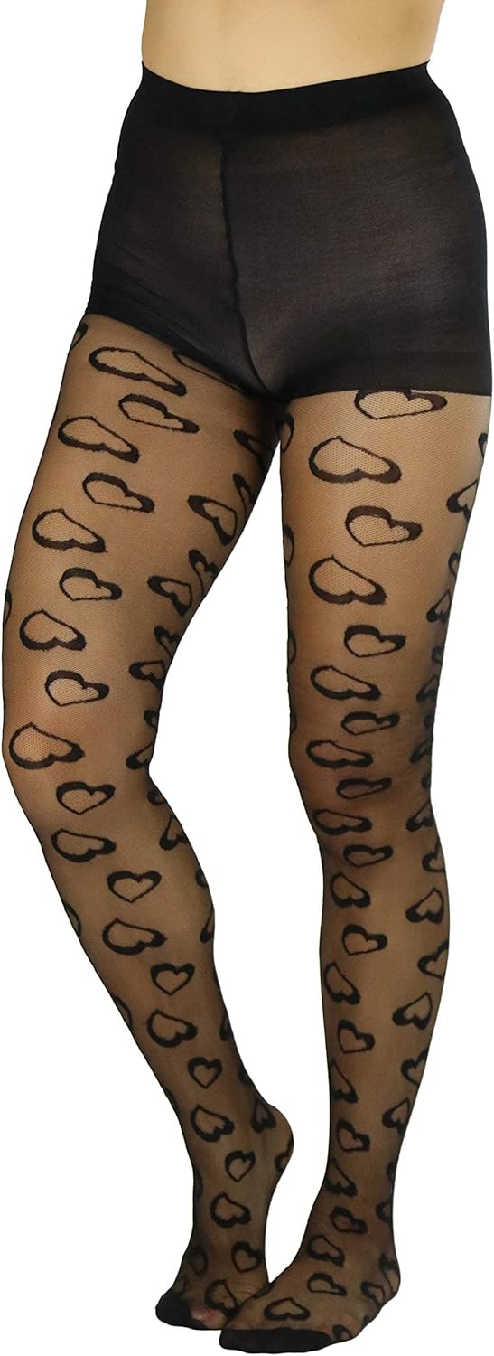 ToBeInStyle Women’s Valentine Day Themed Opaque Sheer Pantyhose w/Heart Love